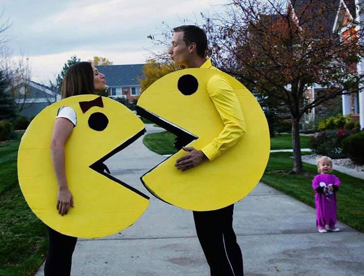 Mr. & Mrs. Pac-Man and Ghosts. Group Halloween costume ideas for your big or small group of family or friends. Creative themed costumes that are easy to DIY or buy last minute.