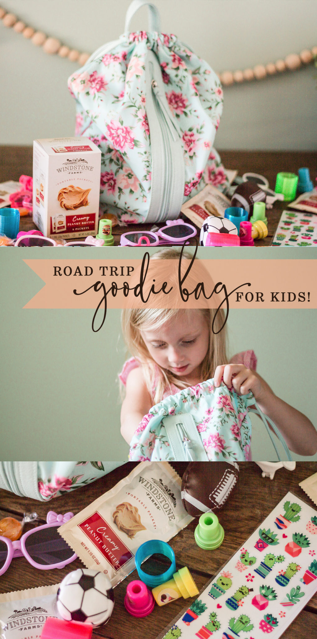 Road Trip Goodie Bag for Kids! An easy idea of how to entertain your children on a long car ride.