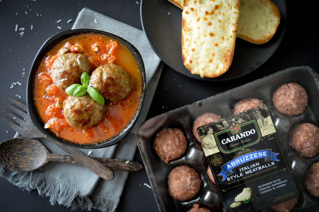 Deconstructed Meatball Subs Recipe for a quick, easy, and delicious dinner. Flavorful Italian dinner idea for busy moms that kids will love. Lazy food idea. With Carando Abruzzese Italian Style Meatballs.