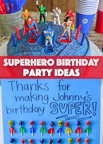 Superhero themed birthday party ideas for a toddler party. I'm sharing our cute superhero activities and games, birthday cake, and party favor inspiration.
