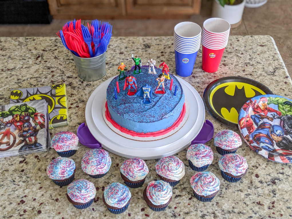 Superhero Birthday Cake and food table ideas. 