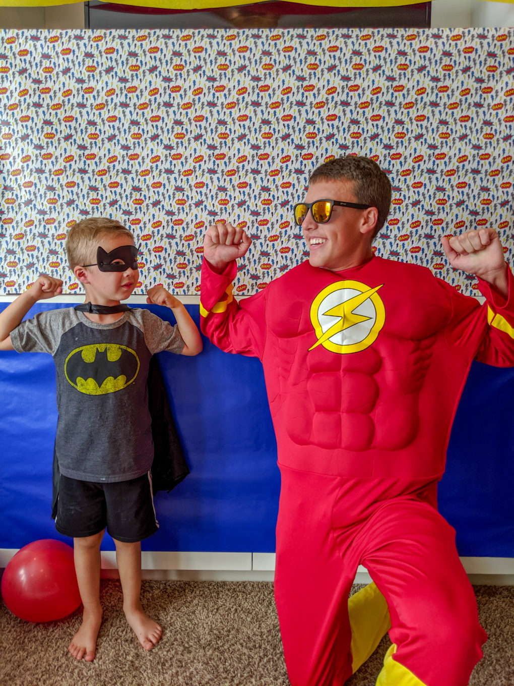 Superhero party activity - superhero appearance and photo op with the Flash.
