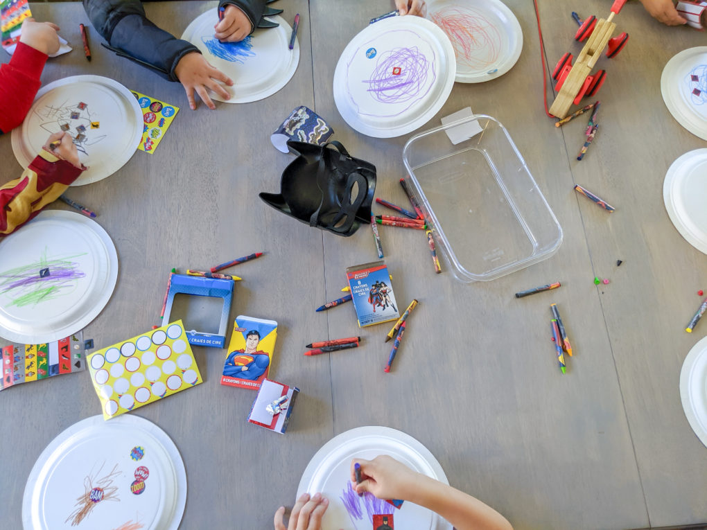Superhero party activity - make your own shield. 