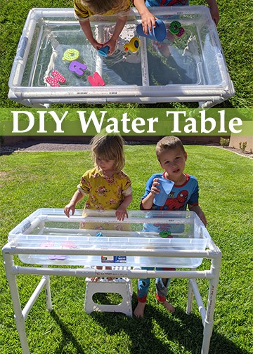 Tutorial for how to make your own DIY PVC pipe water table for backyard fun with the kids this summer. Easy and simple outside entertainment for toddlers.